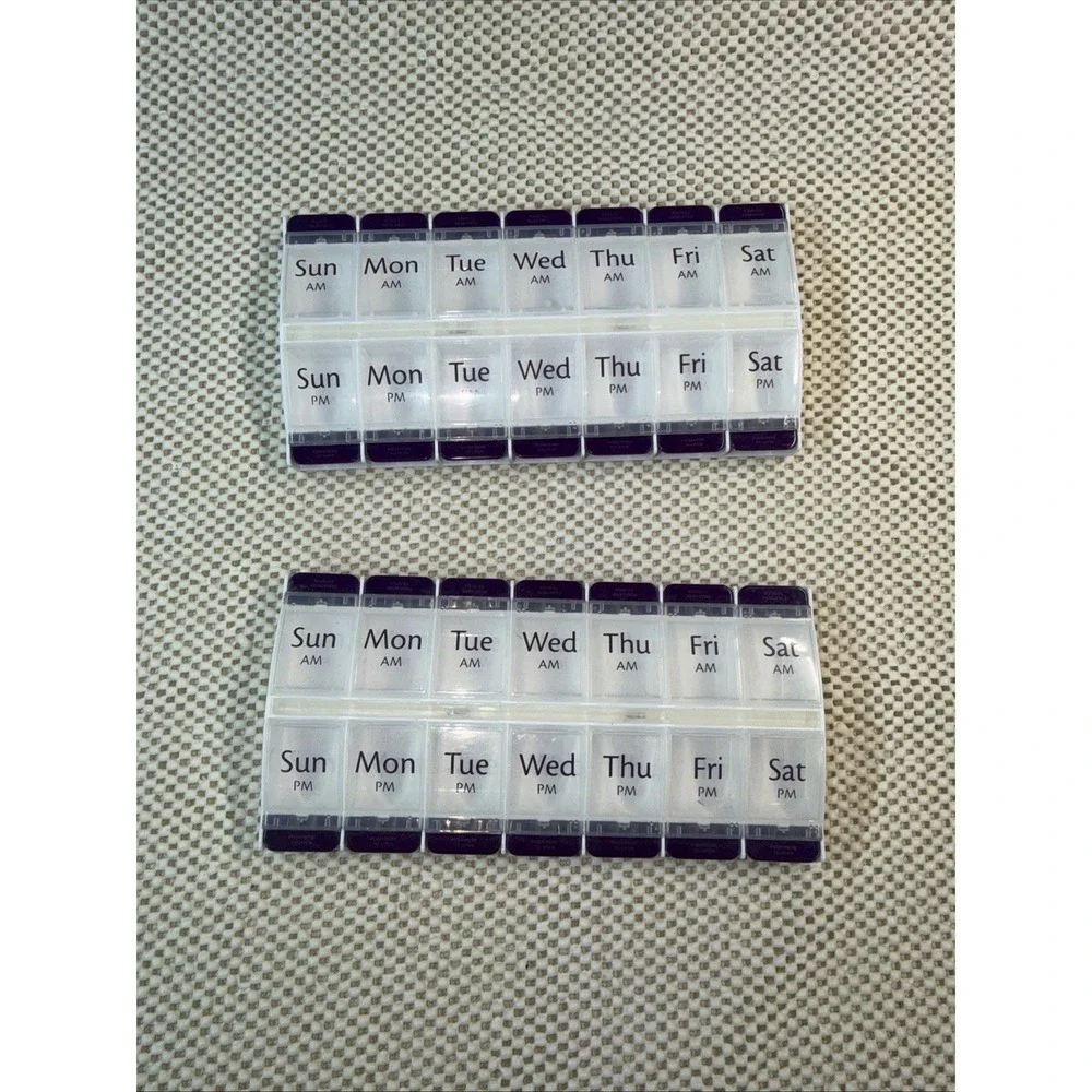 Weekly Pill Organizer 2 Pack Large AM/PM 7-Day Pill Case for Daily Medication